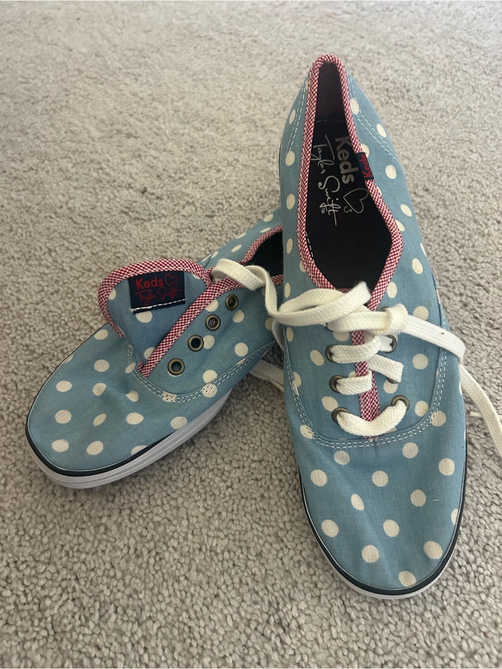 Keds x Taylor Swift light blue polka dot canvas sneakers